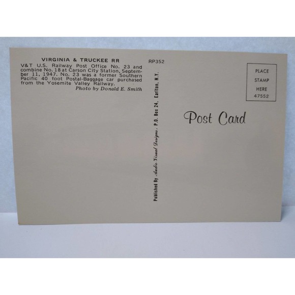 Railroad Postcard Virginia & Truckee 23 Line Locomotive Train Audio Visual RP352 - Picture 2 of 2